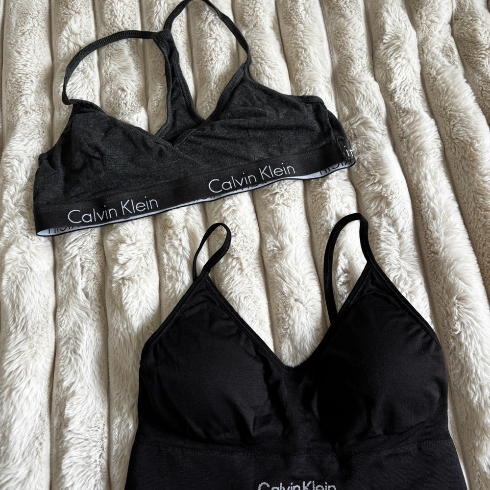 Calvin Klein Charcoal and Black Bralette Duo Size small